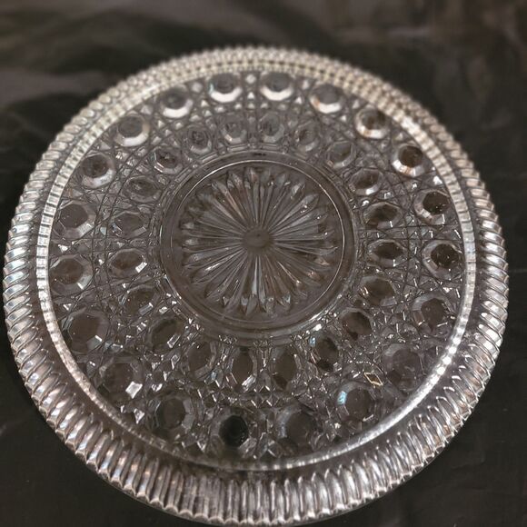 Federal Glass Windsor Clear Luncheon Plate 9 1/4" Button Cane Design - Picture 4 of 6